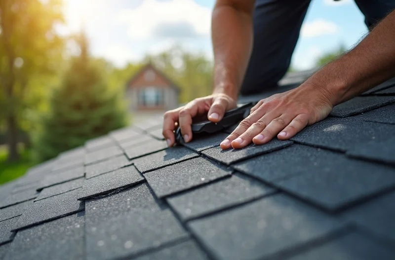 Skilled roofing contractors performing roof repair services on a home to fix storm damage and extend roof lifespan
